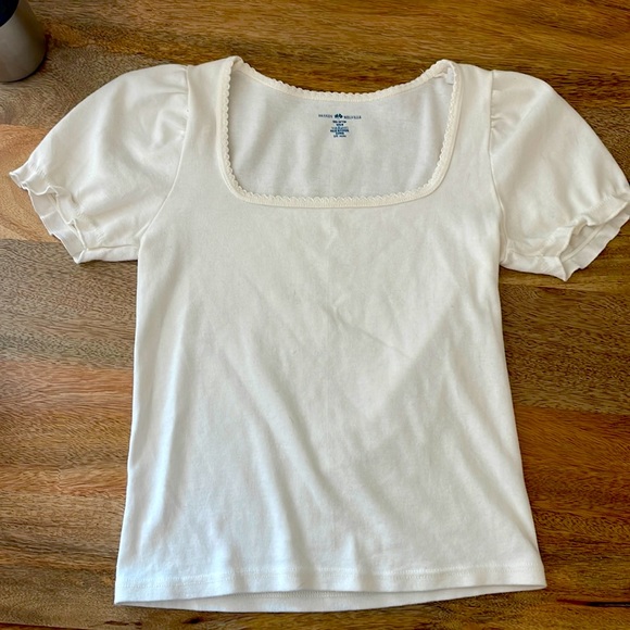Brandy Melville Tops White Shirt With Puff Sleeves Poshmark